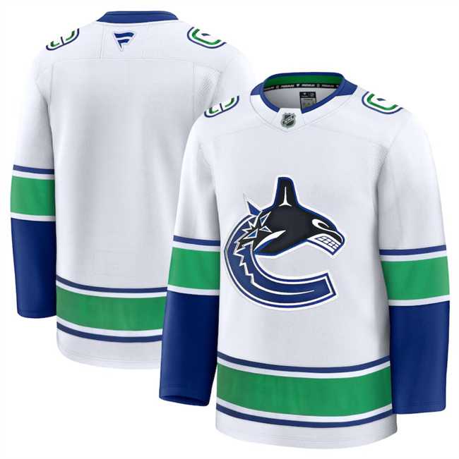 Men%27s Vancouver Canucks Custom White 2024-25 Away Stitched Hockey Jersey